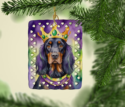 Gordon Setter King of Mardi Gras Porcelain Ornament