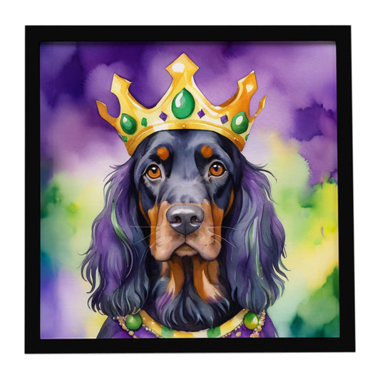 Gordon Setter King of Mardi Gras Framed Metal Print