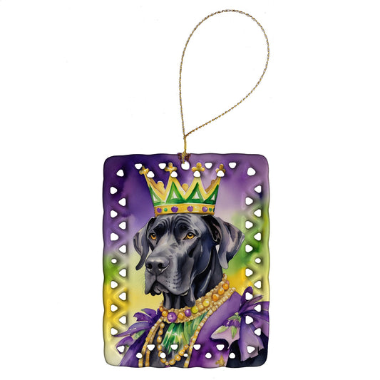 Great Dane King of Mardi Gras Porcelain Ornament
