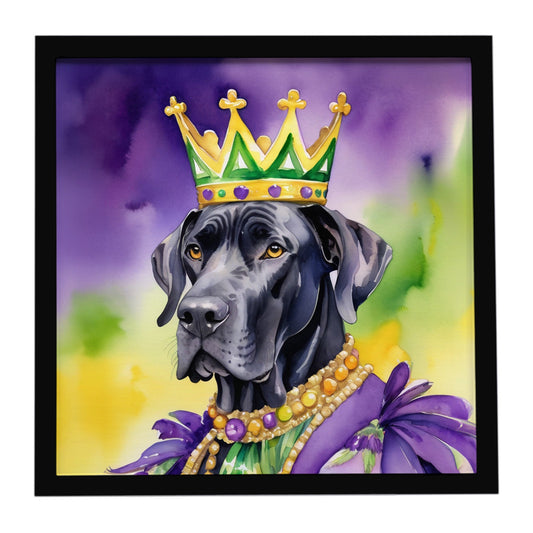 Great Dane King of Mardi Gras Framed Metal Print