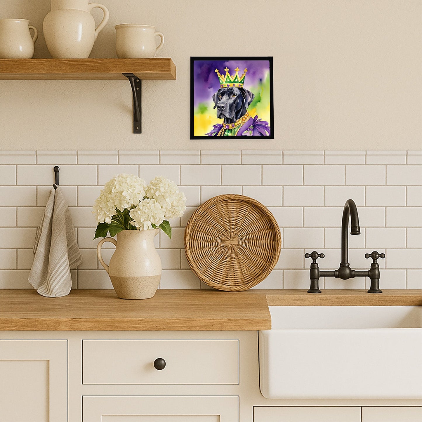 Great Dane King of Mardi Gras Framed Metal Print