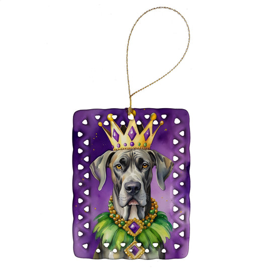 Great Dane King of Mardi Gras Porcelain Ornament