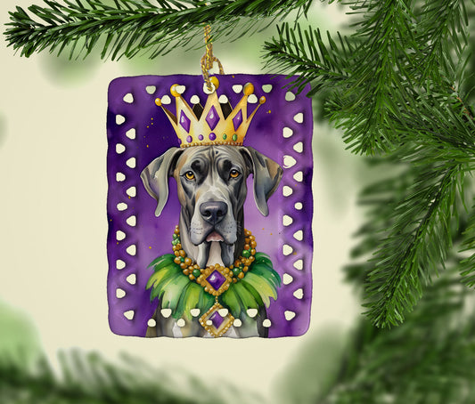 Great Dane King of Mardi Gras Porcelain Ornament