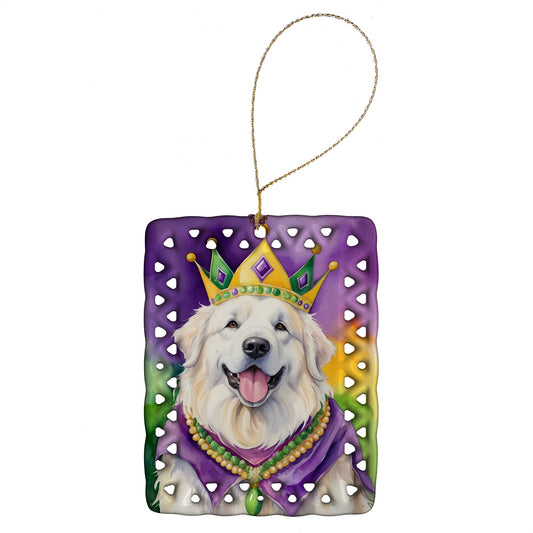 Great Pyrenees King of Mardi Gras Porcelain Ornament