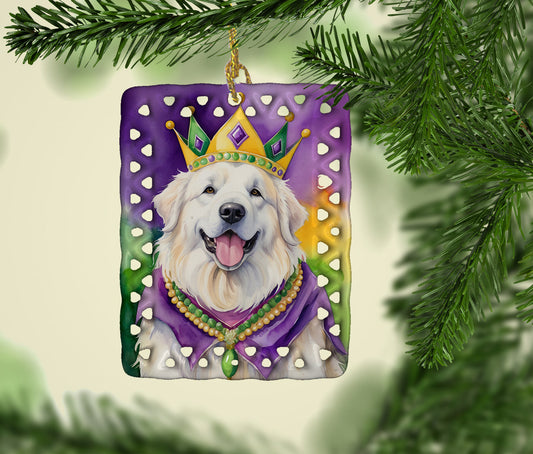Great Pyrenees King of Mardi Gras Porcelain Ornament
