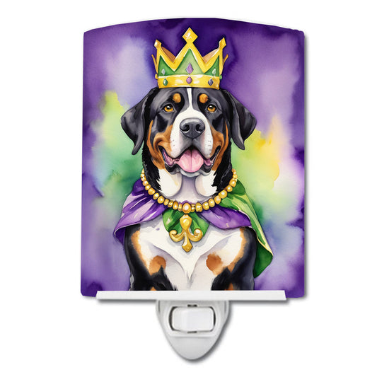 Greater Swiss Mountain Dog King of Mardi Gras Ceramic Night Light
