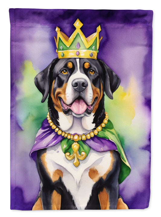 Greater Swiss Mountain Dog King of Mardi Gras Garden Flag - Vibrant Dog-Themed Yard Decor by Caroline's Treasures
