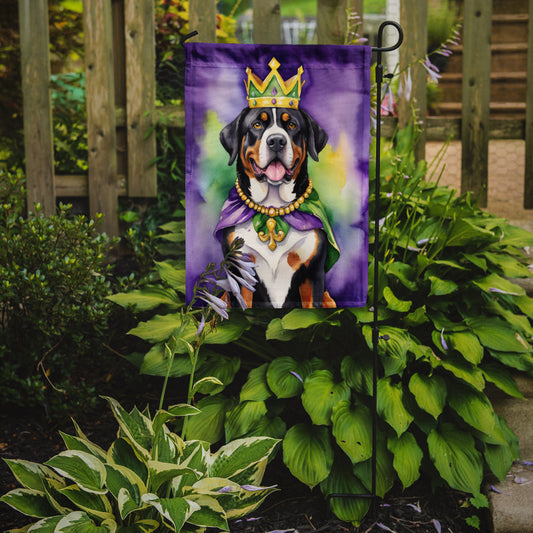 Greater Swiss Mountain Dog King of Mardi Gras Garden Flag - Vibrant Dog-Themed Yard Decor by Caroline's Treasures