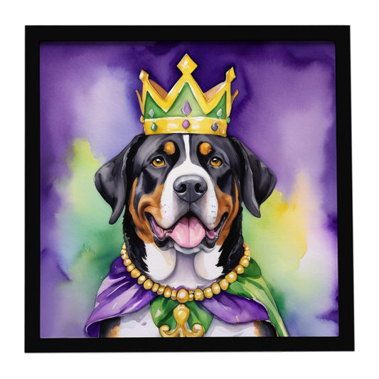 Greater Swiss Mountain Dog King of Mardi Gras Framed Metal Print