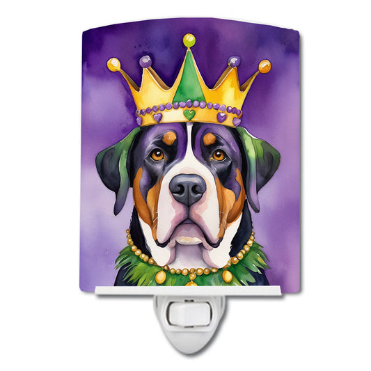 Greater Swiss Mountain Dog King of Mardi Gras Ceramic Night Light