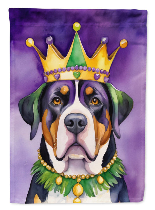 Greater Swiss Mountain Dog King of Mardi Gras Garden Flag - Vibrant Dog-Themed Yard Decor by Caroline's Treasures