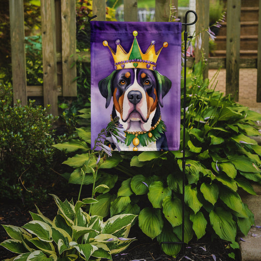 Greater Swiss Mountain Dog King of Mardi Gras Garden Flag - Vibrant Dog-Themed Yard Decor by Caroline's Treasures