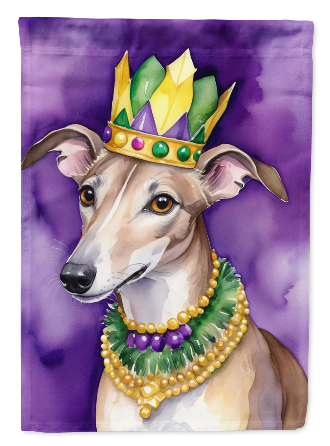 Greyhound King of Mardi Gras Garden Flag - Vibrant Dog-Themed Yard Decor by Caroline's Treasures