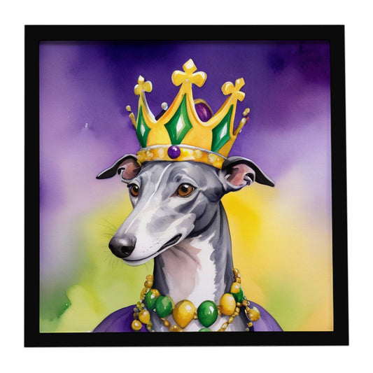 Greyhound King of Mardi Gras Framed Metal Print