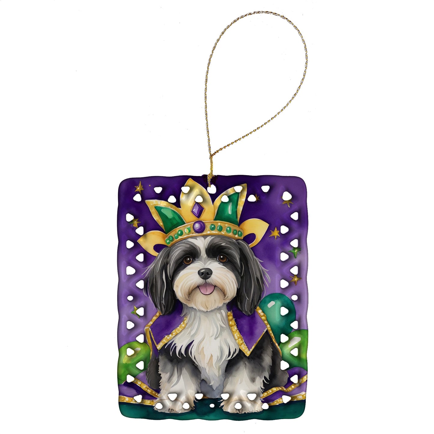 Havanese King of Mardi Gras Porcelain Ornament