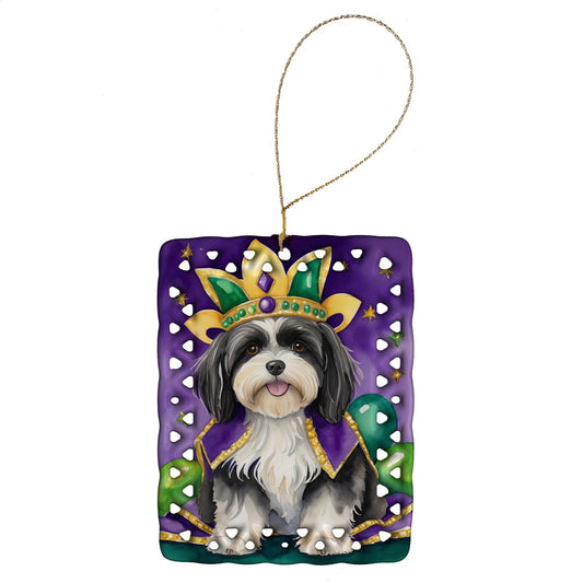 Havanese King of Mardi Gras Porcelain Ornament