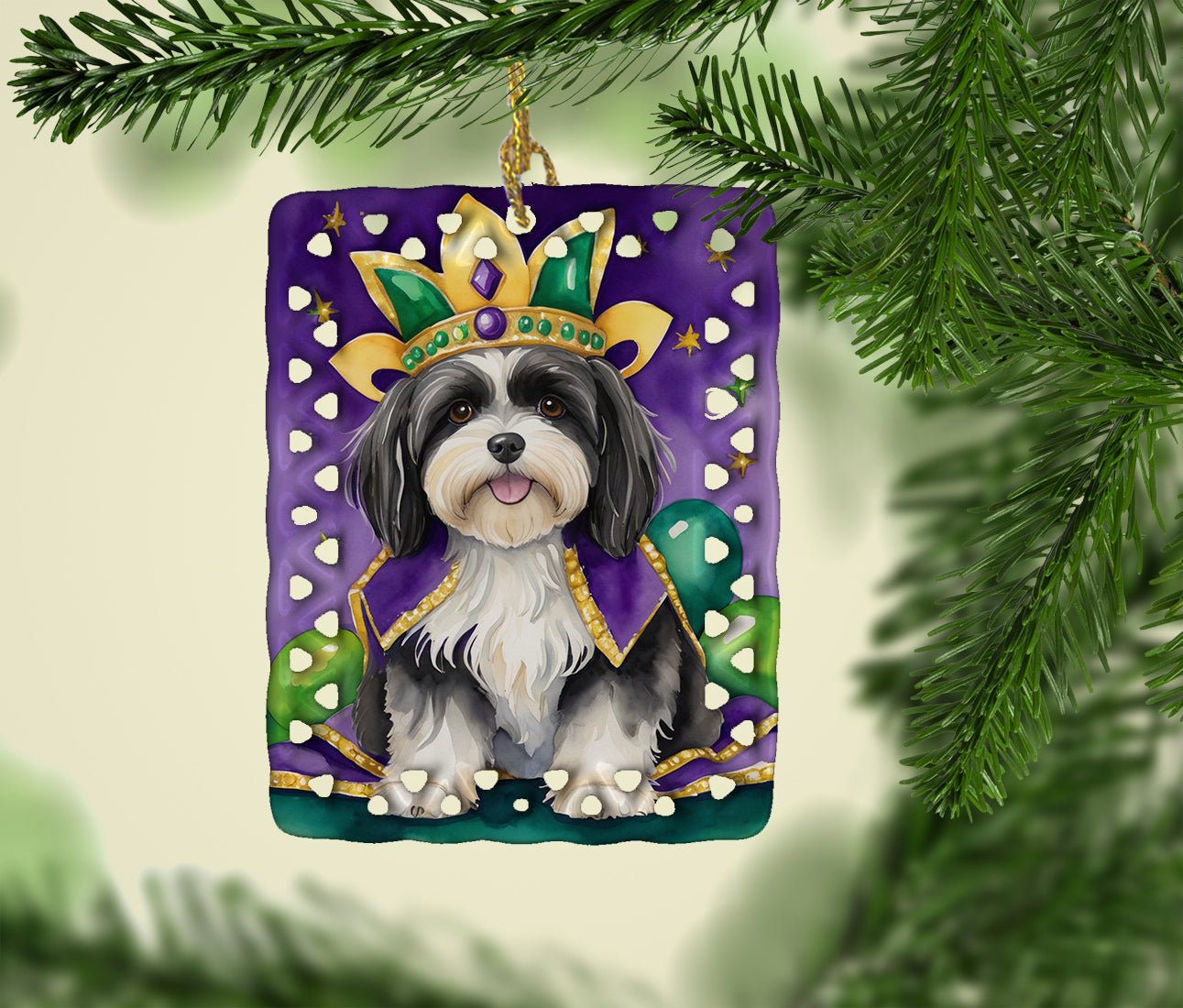 Havanese King of Mardi Gras Porcelain Ornament