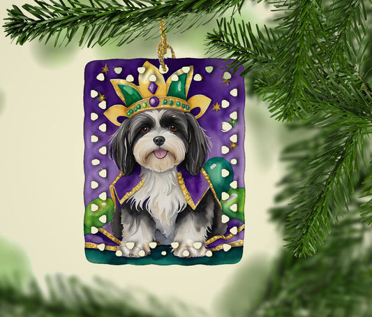 Havanese King of Mardi Gras Porcelain Ornament