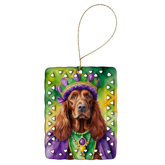 Irish Setter King of Mardi Gras Porcelain Ornament