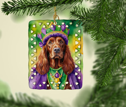 Irish Setter King of Mardi Gras Porcelain Ornament