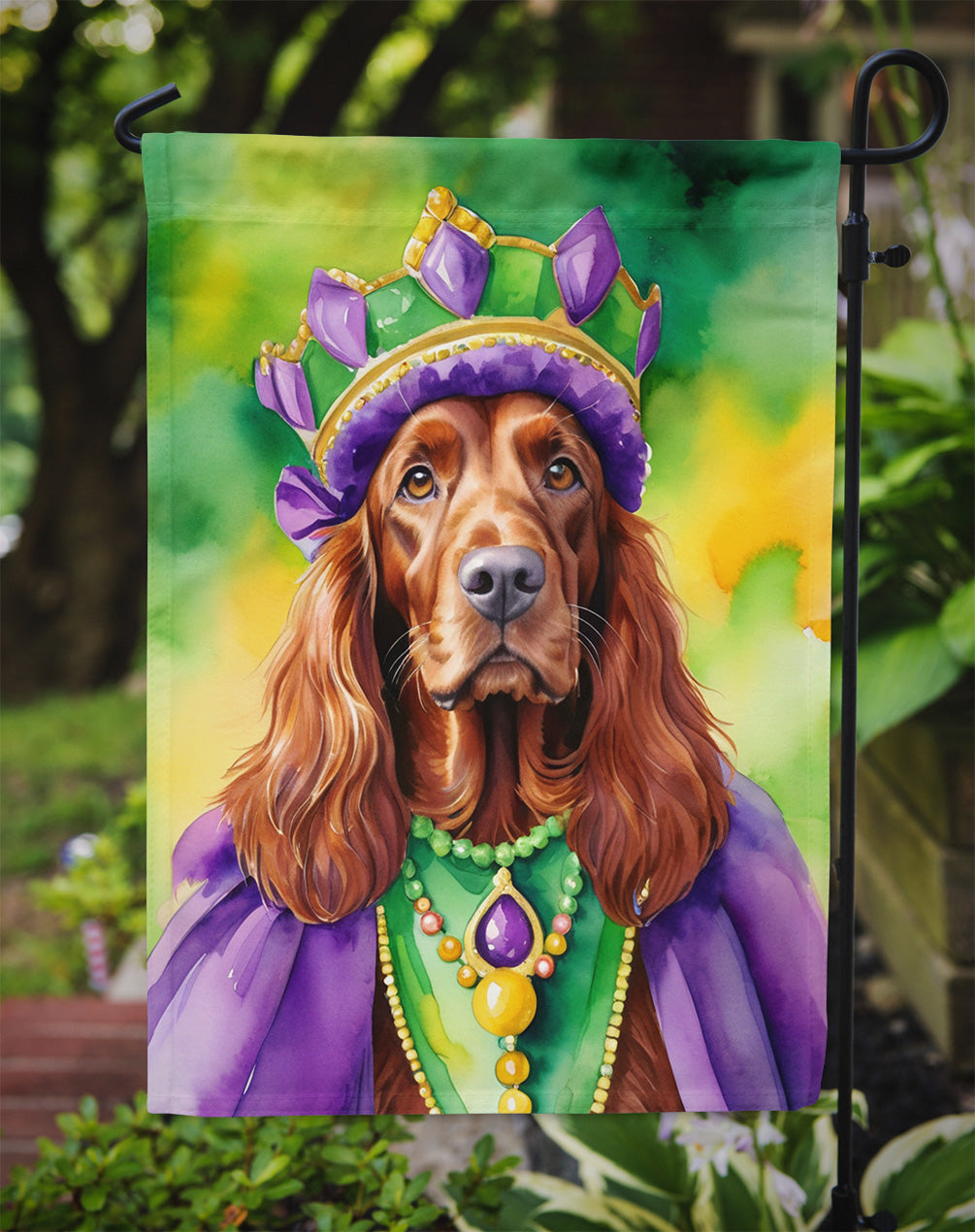 Irish Setter King of Mardi Gras Garden Flag - Vibrant Dog-Themed Yard Decor by Caroline's Treasures