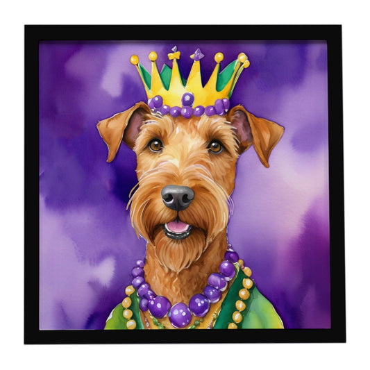 Irish Terrier King of Mardi Gras Framed Metal Print