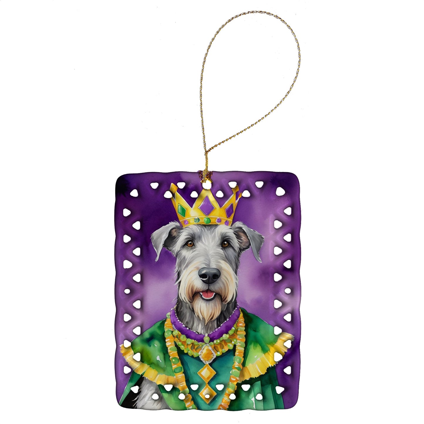 Irish Wolfhound King of Mardi Gras Porcelain Ornament