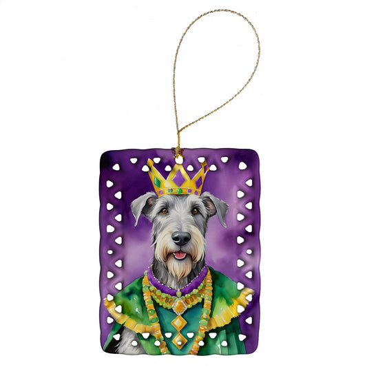 Irish Wolfhound King of Mardi Gras Porcelain Ornament