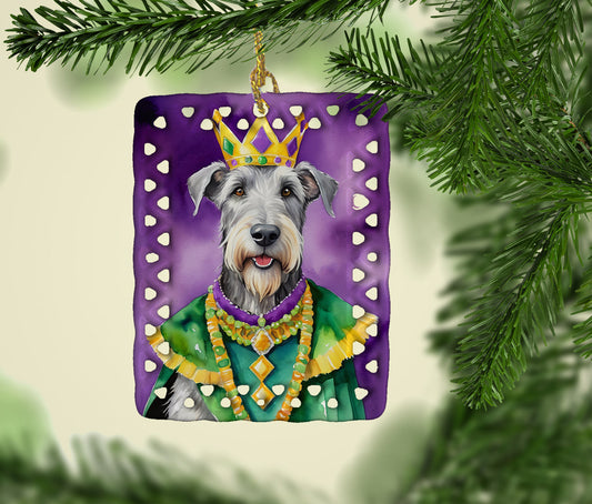 Irish Wolfhound King of Mardi Gras Porcelain Ornament