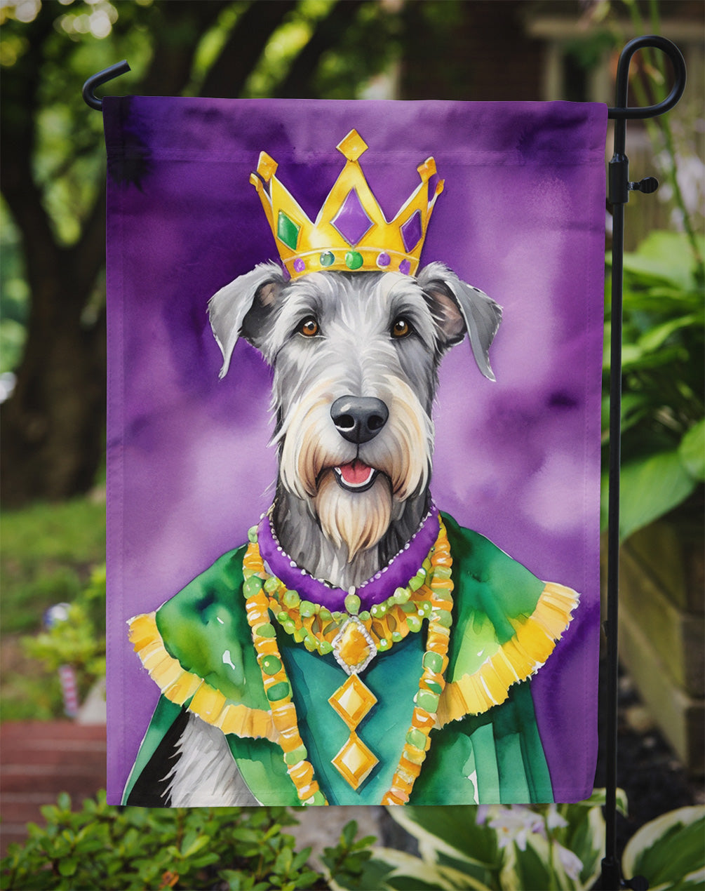 Irish Wolfhound King of Mardi Gras Garden Flag - Vibrant Dog-Themed Yard Decor by Caroline's Treasures