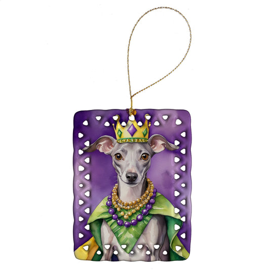 Italian Greyhound King of Mardi Gras Porcelain Ornament