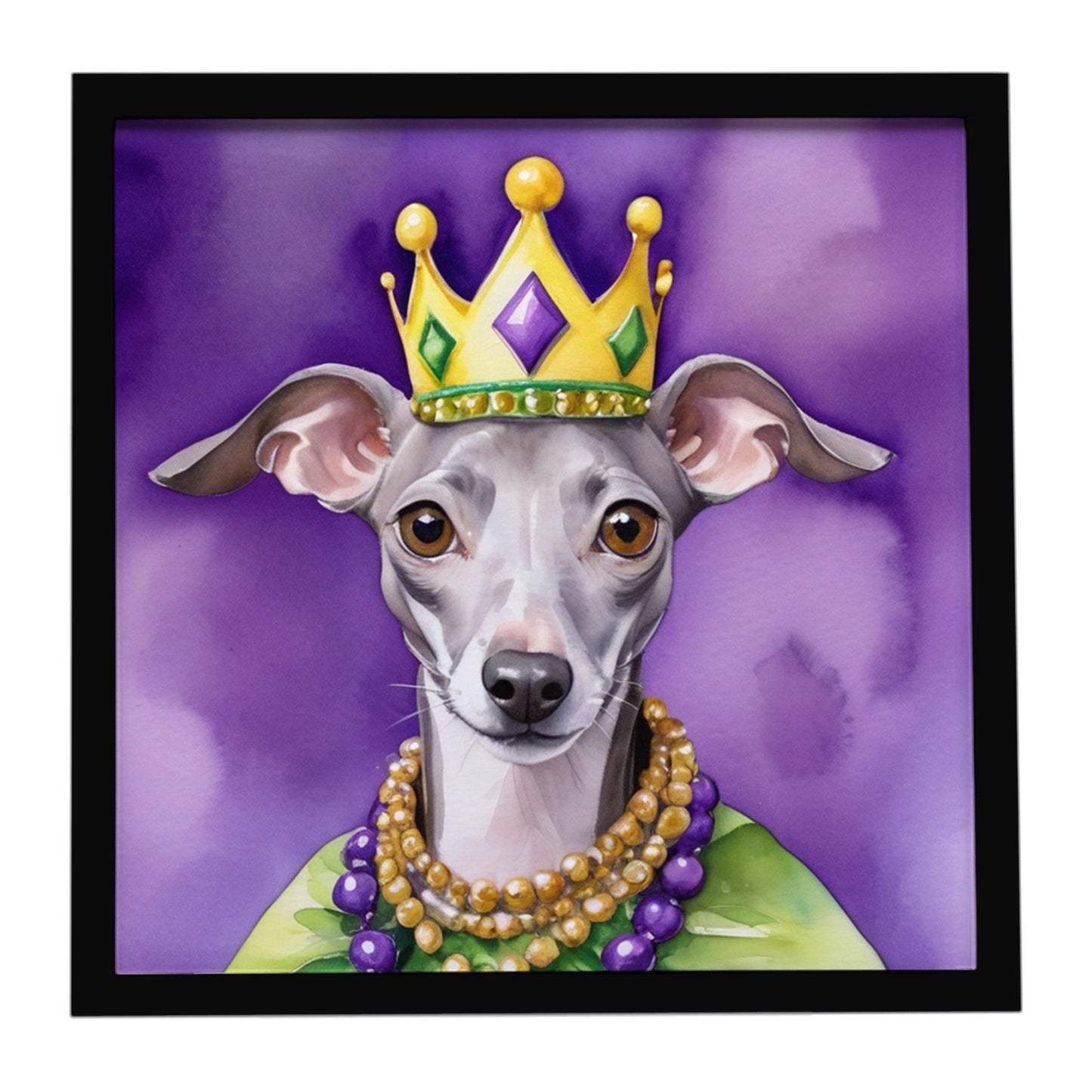 Italian Greyhound King of Mardi Gras Framed Metal Print