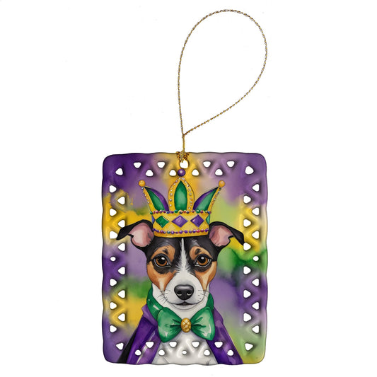 Jack Russell Terrier King of Mardi Gras Porcelain Ornament