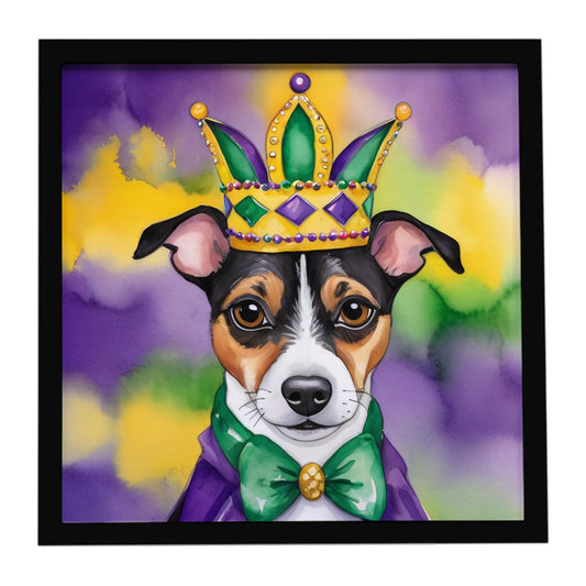 Jack Russell Terrier King of Mardi Gras Framed Metal Print