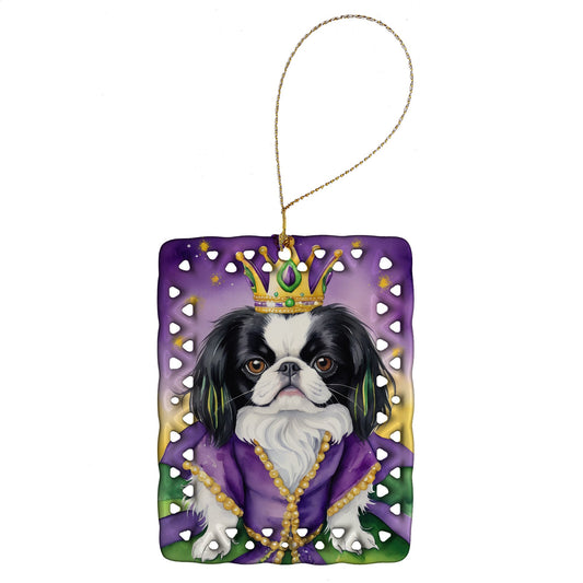 Japanese Chin King of Mardi Gras Porcelain Ornament