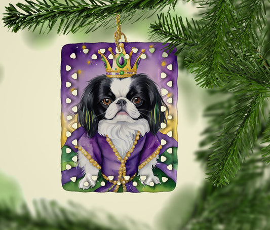 Japanese Chin King of Mardi Gras Porcelain Ornament