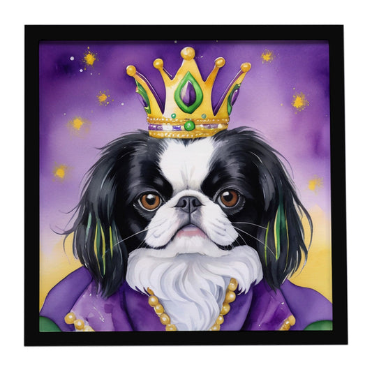 Japanese Chin King of Mardi Gras Framed Metal Print