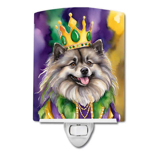 Keeshond King of Mardi Gras Ceramic Night Light