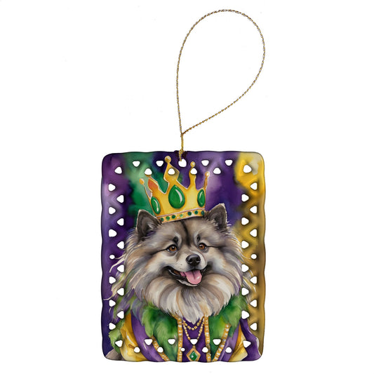 Keeshond King of Mardi Gras Porcelain Ornament