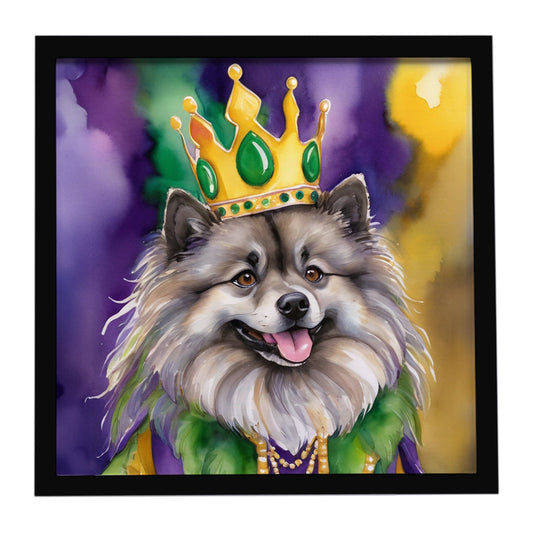 Keeshond King of Mardi Gras Framed Metal Print