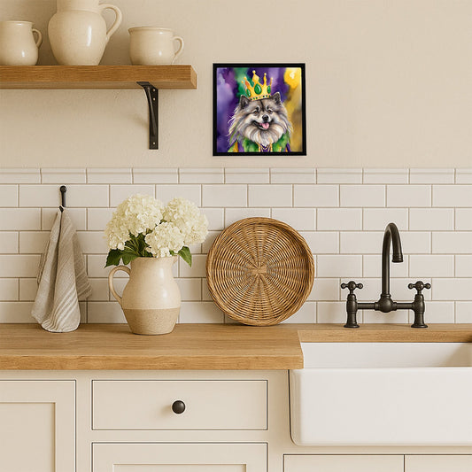 Keeshond King of Mardi Gras Framed Metal Print