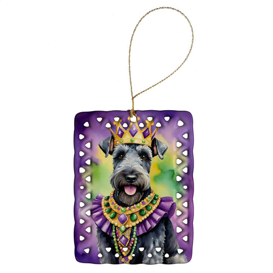 Kerry Blue Terrier King of Mardi Gras Porcelain Ornament