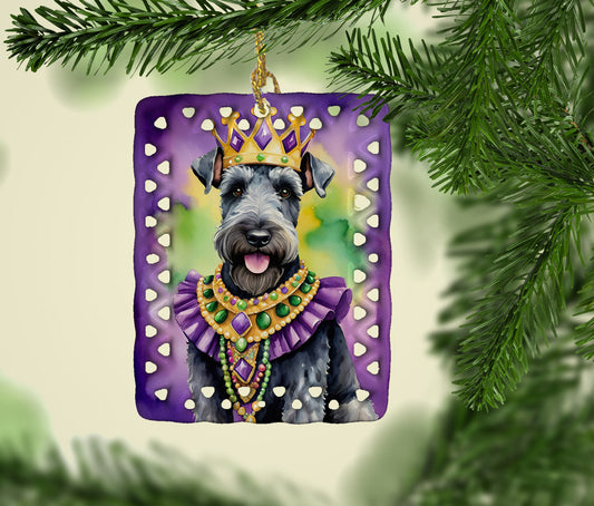 Kerry Blue Terrier King of Mardi Gras Porcelain Ornament