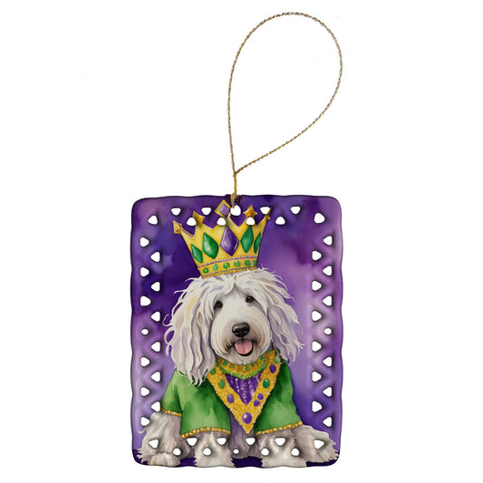 Komondor King of Mardi Gras Porcelain Ornament