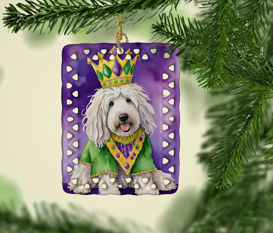 Komondor King of Mardi Gras Porcelain Ornament