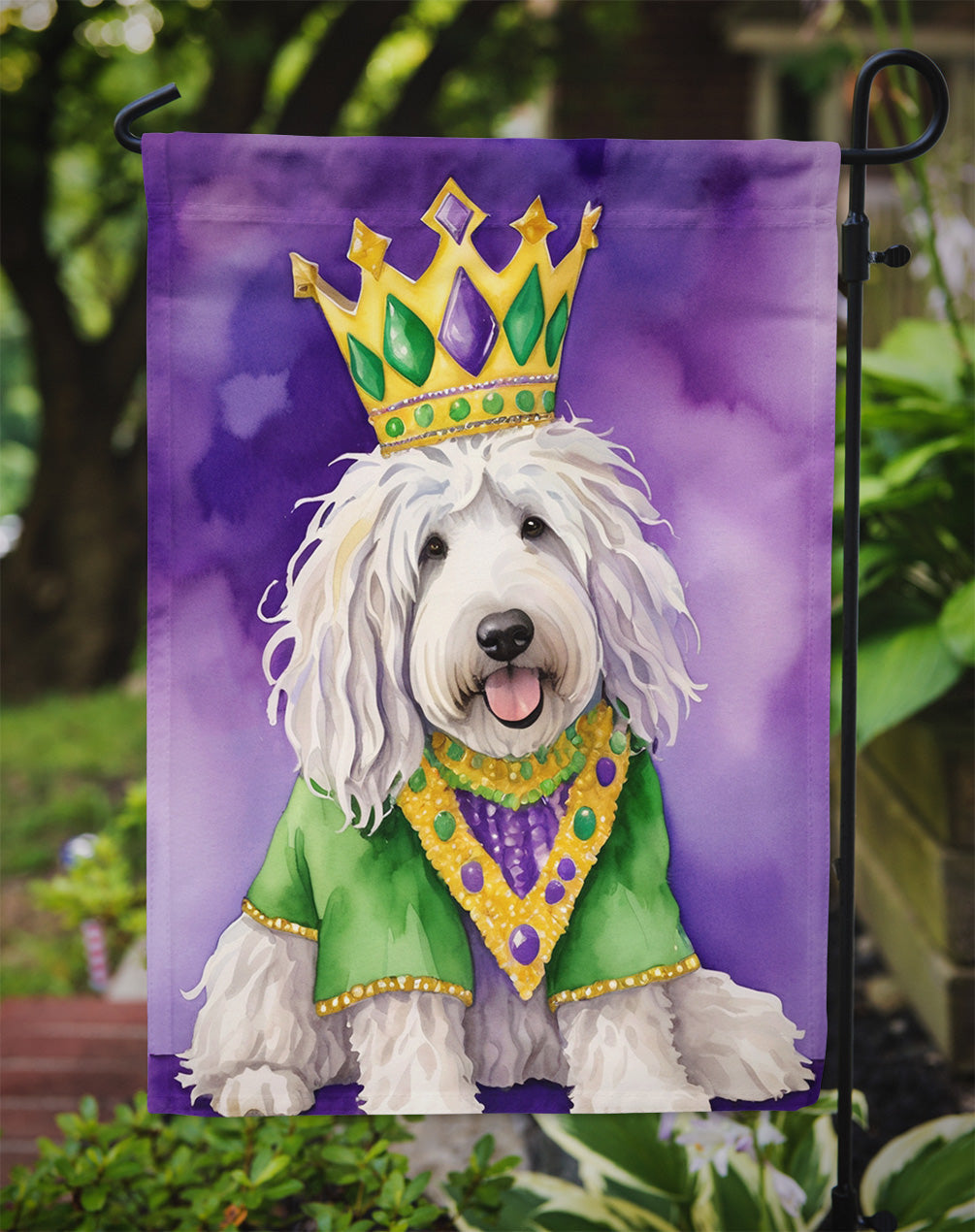 Komondor King of Mardi Gras Garden Flag - Vibrant Dog-Themed Yard Decor by Caroline's Treasures