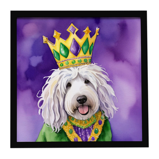 Komondor King of Mardi Gras Framed Metal Print