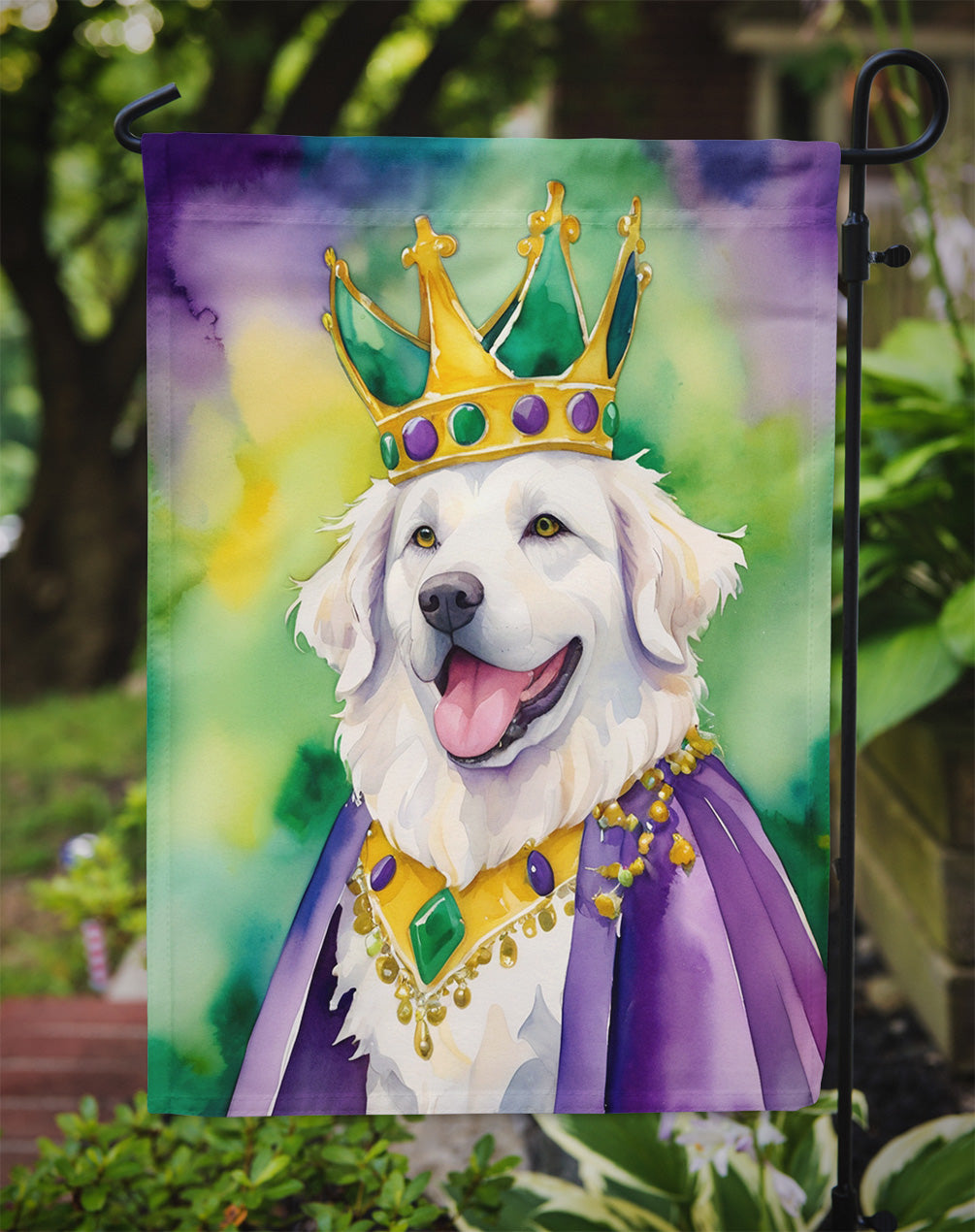 Kuvasz King of Mardi Gras Garden Flag - Vibrant Dog-Themed Yard Decor by Caroline's Treasures