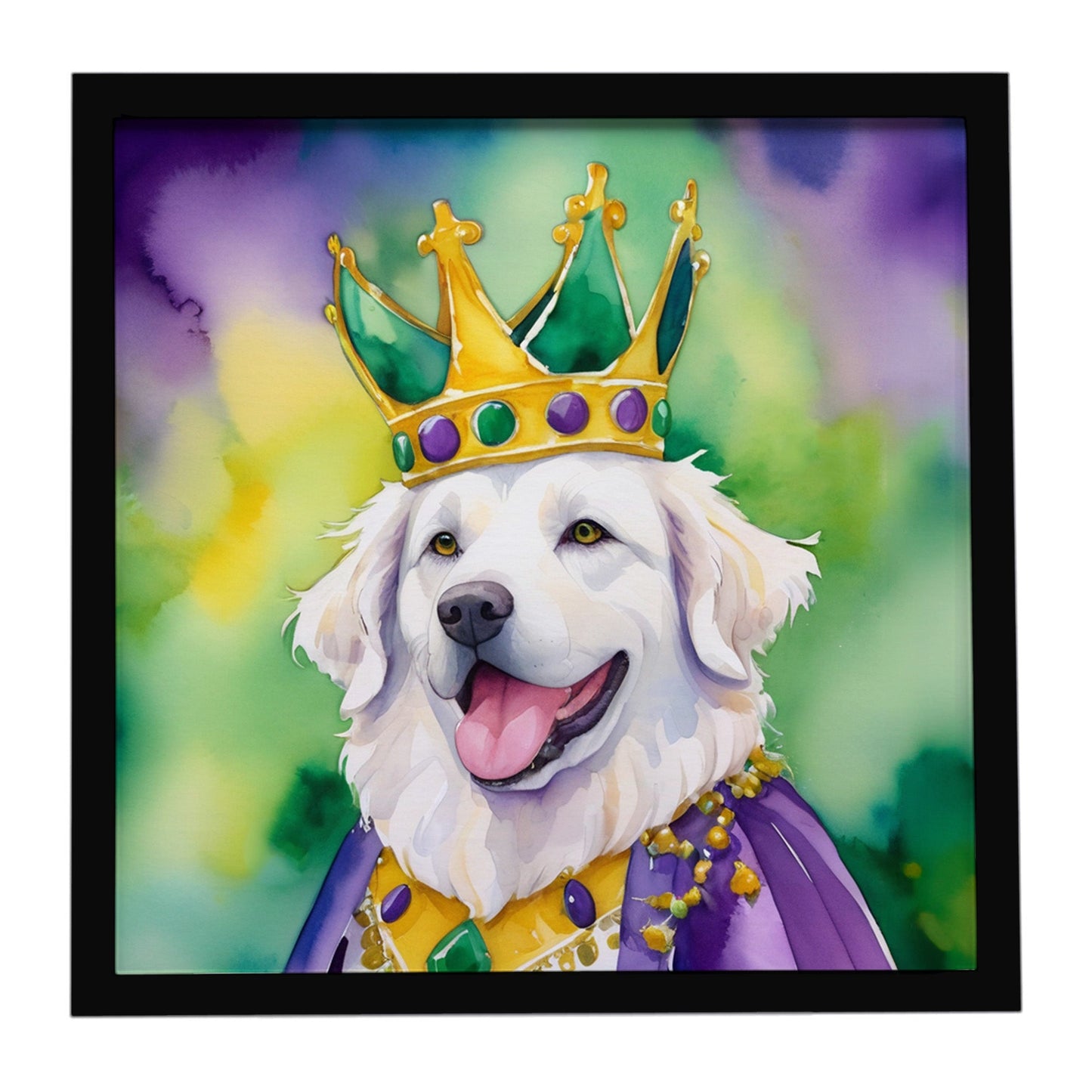 Kuvasz King of Mardi Gras Framed Metal Print