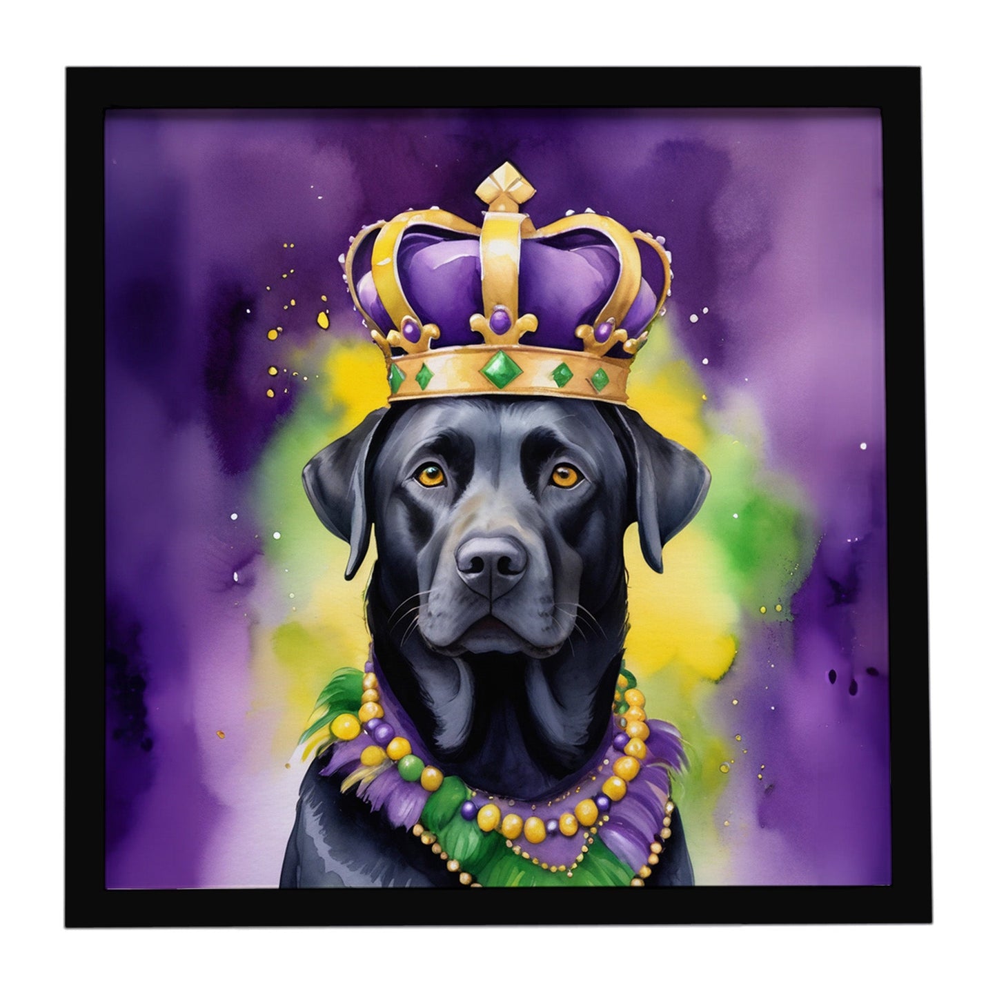 Labrador Retriever King of Mardi Gras Framed Metal Print